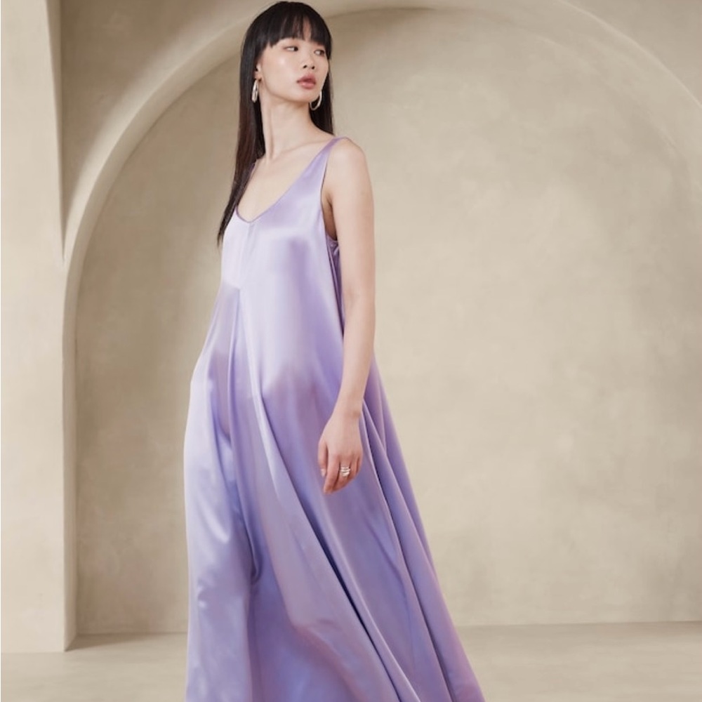NWT Banana Republic Serenade Silk Maxi Dress - Purple Rose - XXS